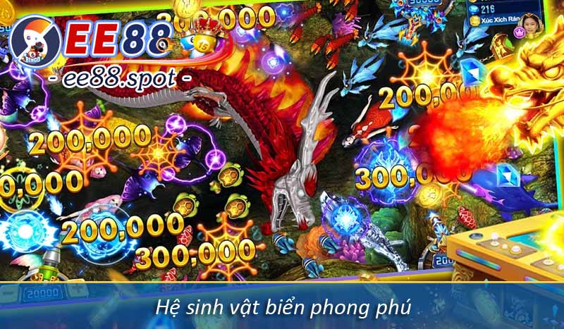 Bắn Cá Long Thần Tựa Game Đổi Thưởng Hấp Dẫn Nhất Tại EE88 4 Hệ sinh vật biển phong phú